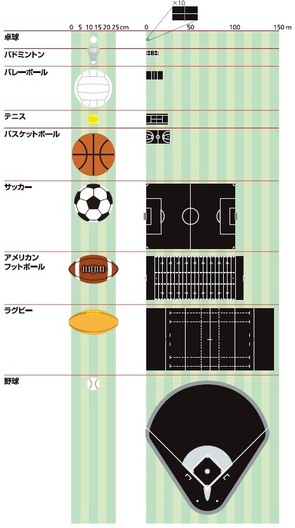Infocalendar －球技のボールと競技場の大きさ