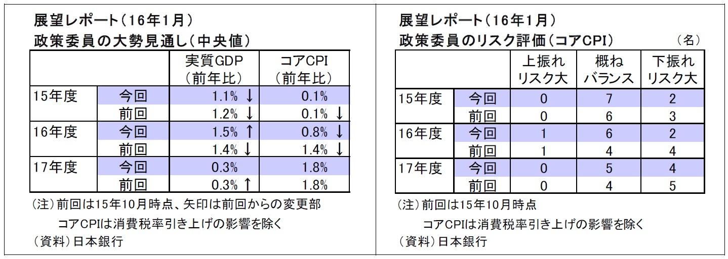 展望レポート(16年1月)