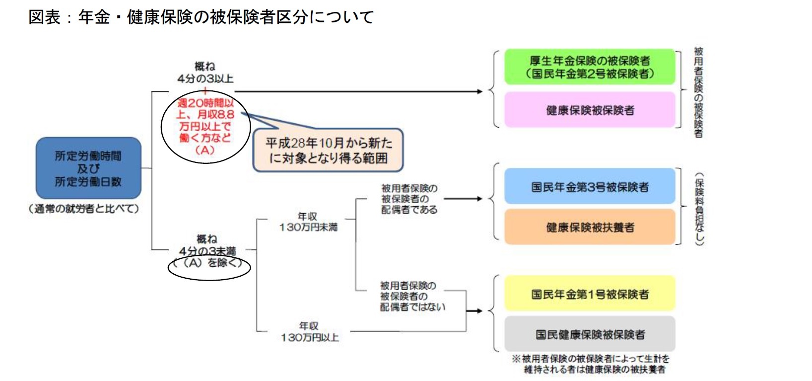 図表：年金・健康保険の被保険者区分について