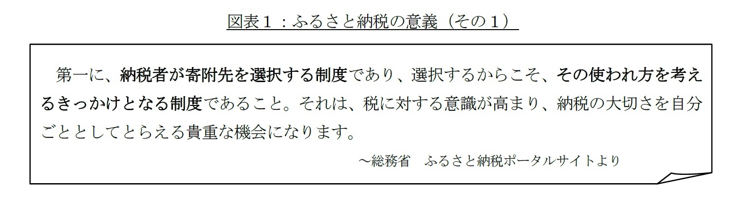 図表１：ふるさと納税の意義（その１）