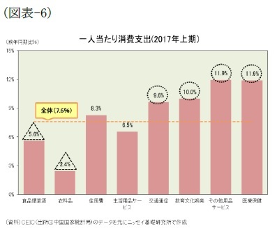 （図表-6）一人当たり消費支出(2017年上期)