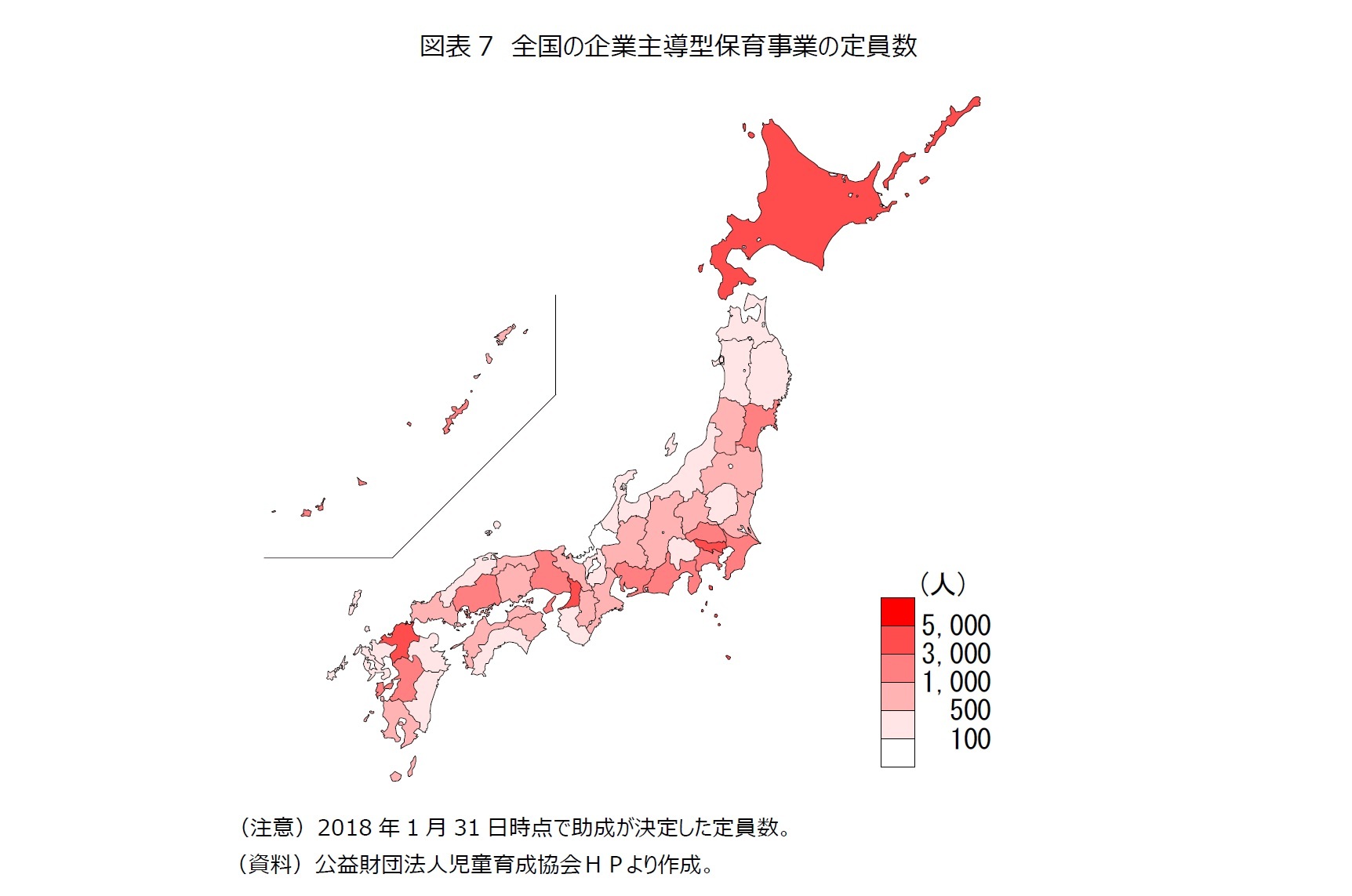 図表7　全国の企業主導型保育事業の定員数