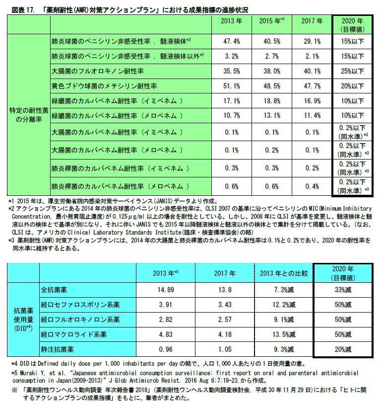 図表17. 「薬剤耐性(AMR)対策アクションプラン」における成果指標の進捗状況