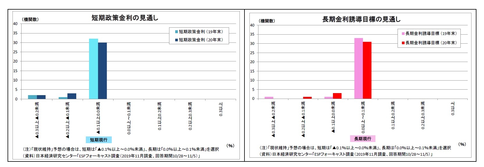 短期政策金利の見通し/長期金利誘導目標の見通し 
長