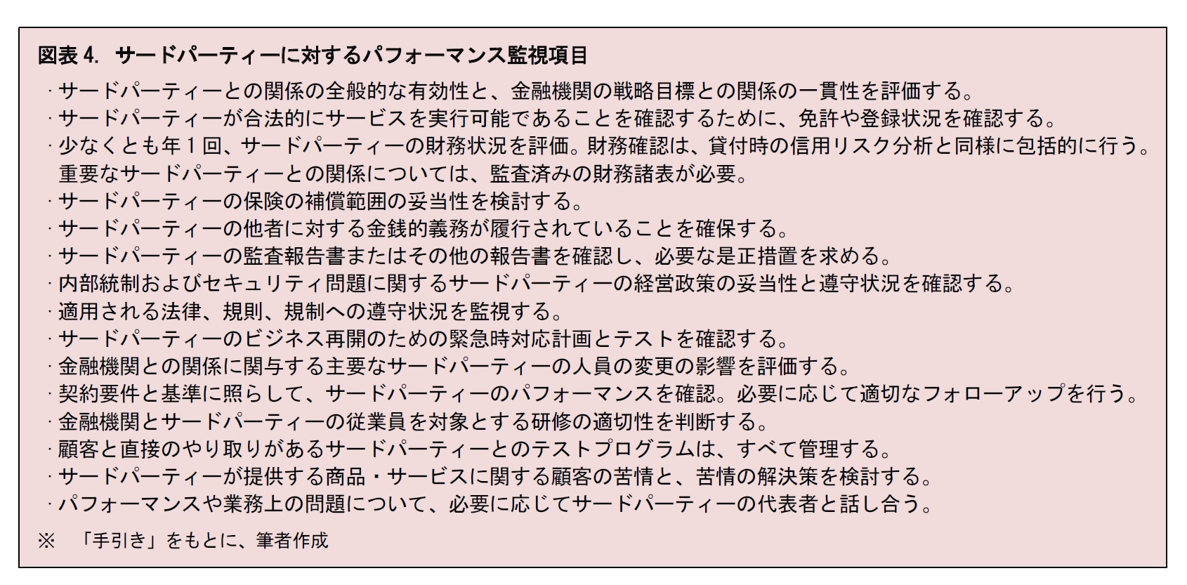 図表4. サードパーティーに対するパフォーマンス監視項目