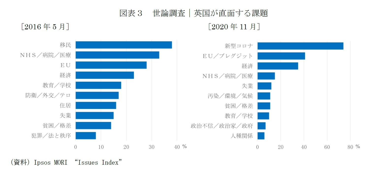 図表３　世論調査｜英国が直面する課題