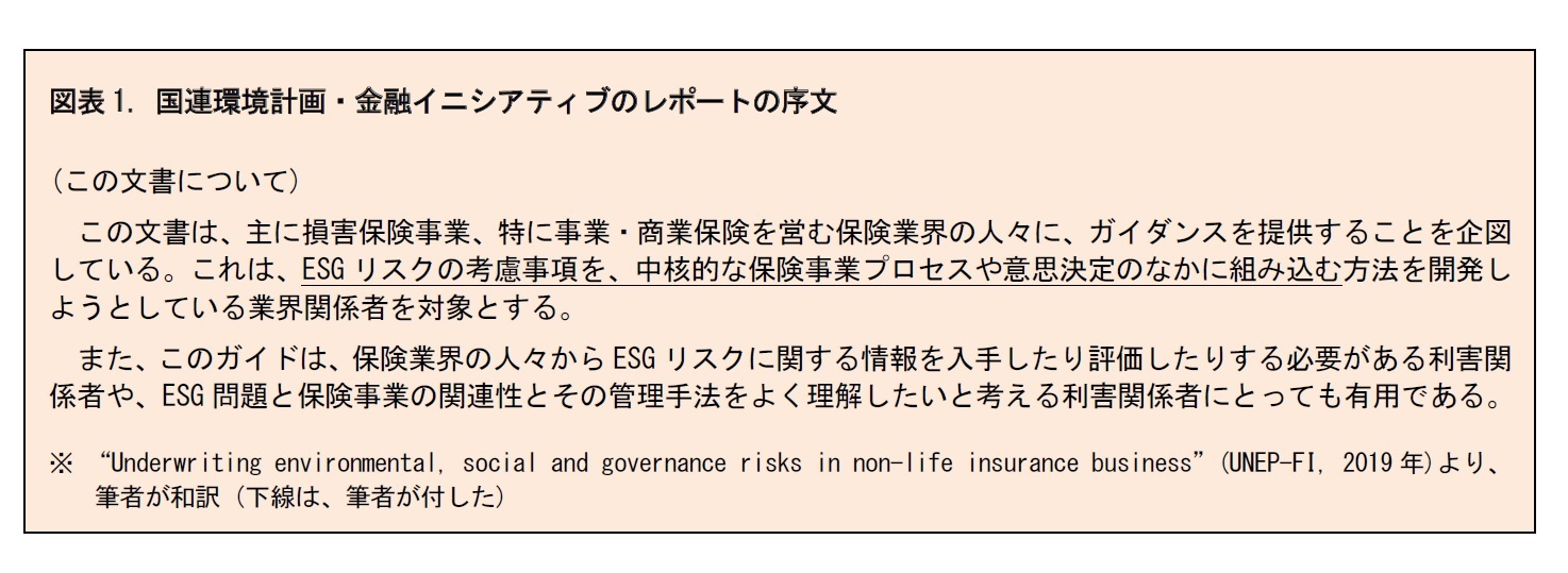 図表1. 国連環境計画・金融イニシアティブのレポートの序文