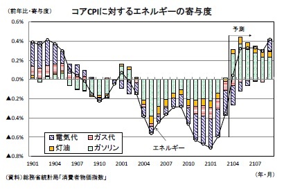 コアCPIに対するエネルギーの寄与度