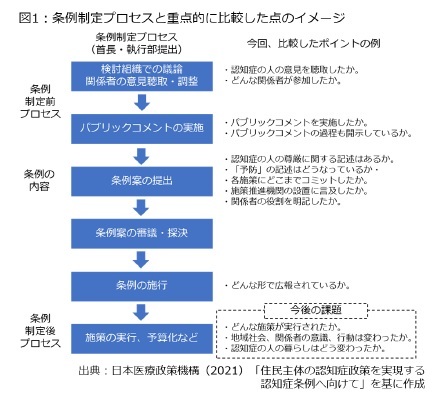 図1：条例制定プロセスと重点的に比較した点のイメージ