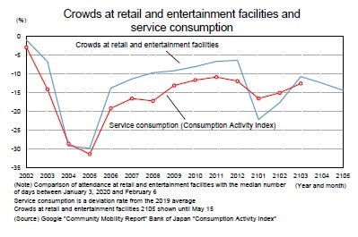 Crowds at retail and entertainment facilities and service consumption
