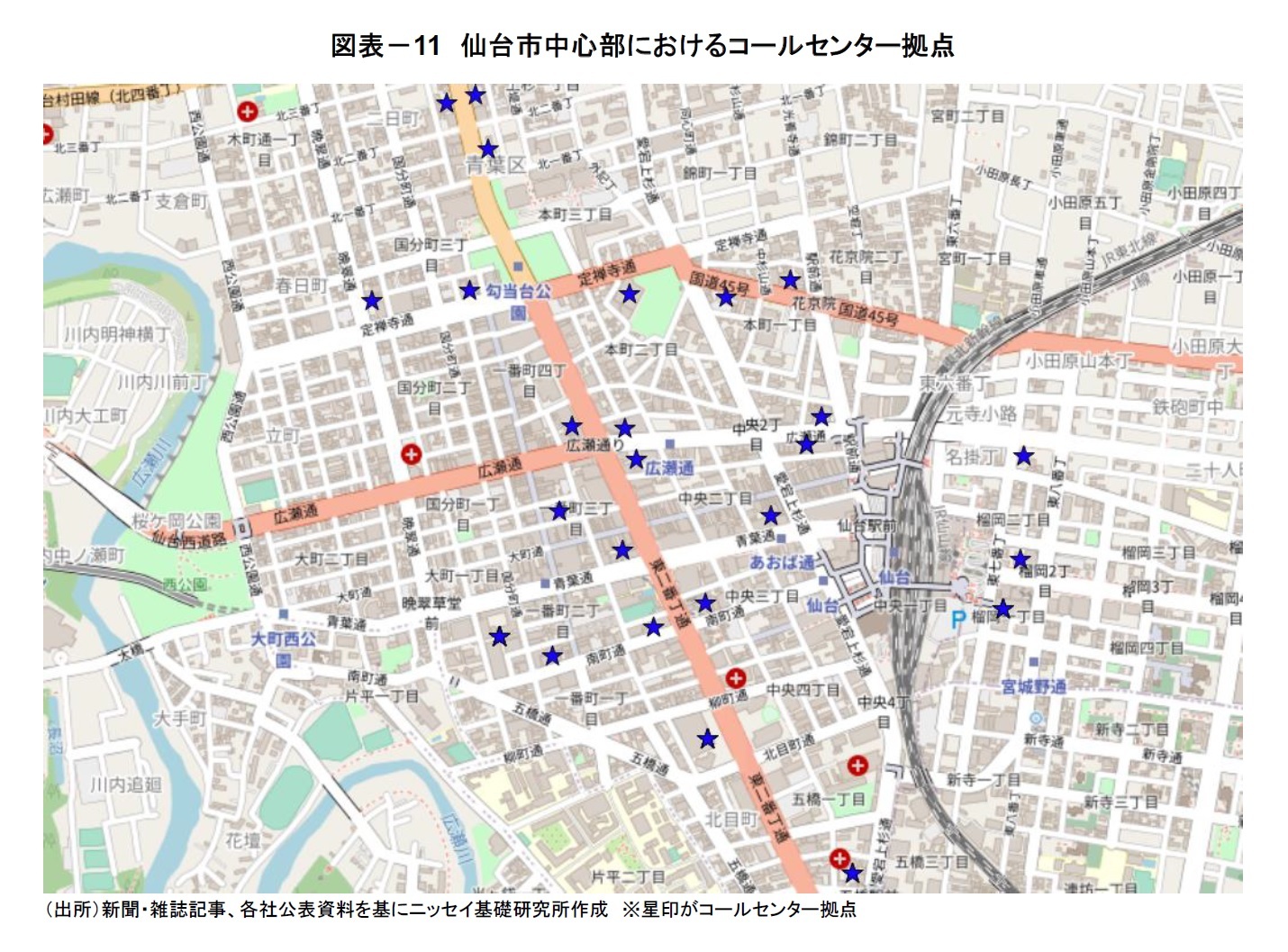 図表－11　仙台市中心部におけるコールセンター拠点