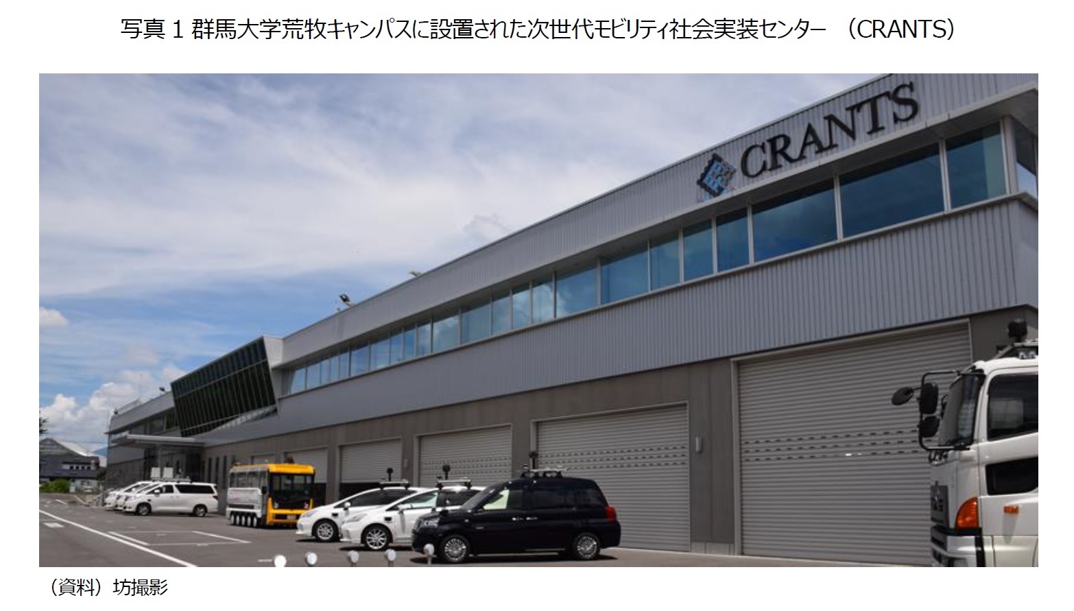 写真1 群馬大学荒牧キャンパスに設置された次世代モビリティ社会実装センター （CRANTS）