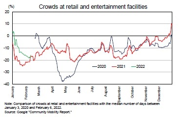 Crowds at retail and entertainment facilities