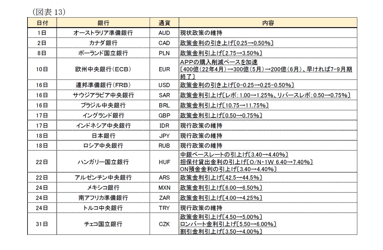 （図表13）、主要地域の金融政策