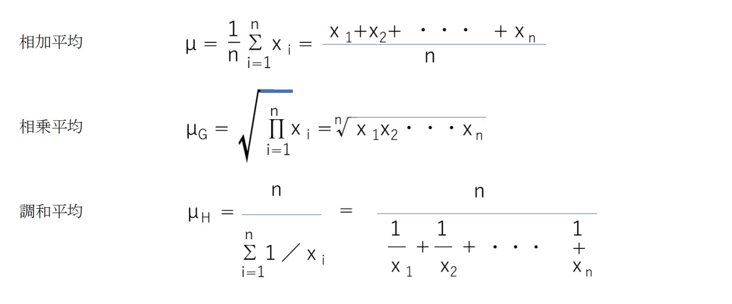 一般的な３つの平均の概念