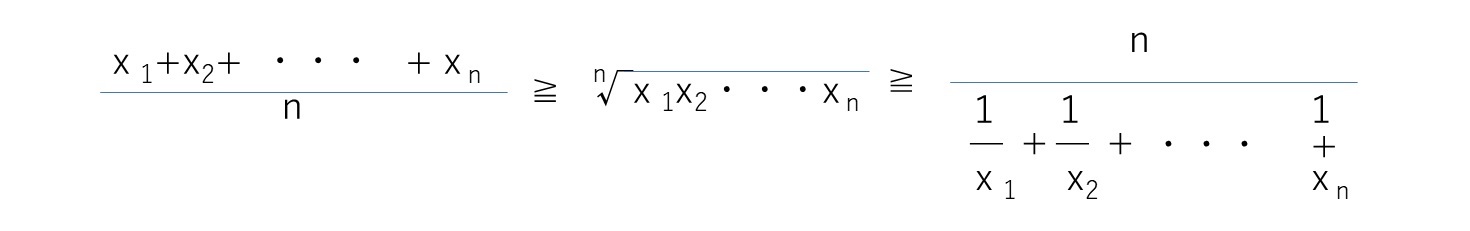 相加平均≧相乗平均≧調和平均