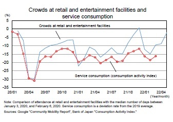 Crowds at retail and entertainment facilities and service consumption