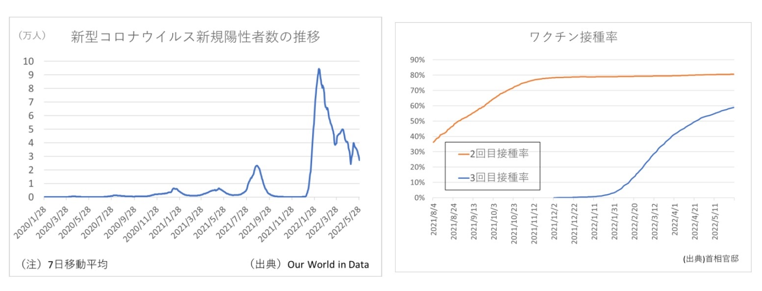 新型コロナウィルス新規陽性者数の推移/ワクチン接種率