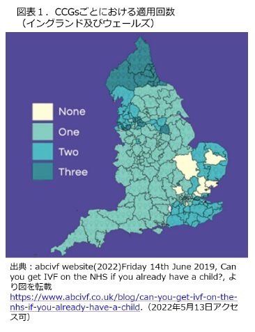 図表1.CCGsごとにおける適用回数(イングランド及びウェールズ)