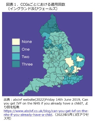 図表１．CCGsごとにおける適用回数(イングランド及びウェールズ)