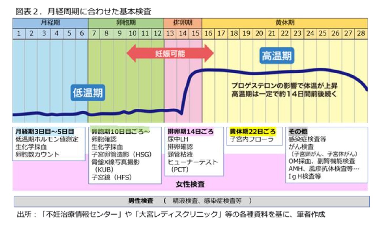 図表２．月経周期に合わせた基本検査