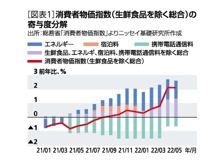 [図表1]消費者物価指数（生鮮食品を除く総合）の寄与度分解