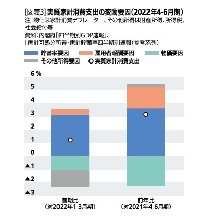 ［図表3］実質家計消費支出の変動要因(2022年4-6月期)