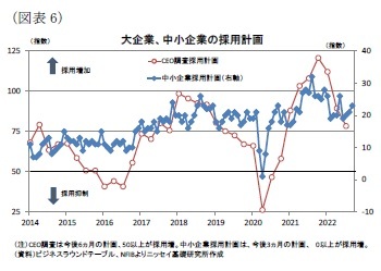 （図表6）大企業、中小企業の採用計画