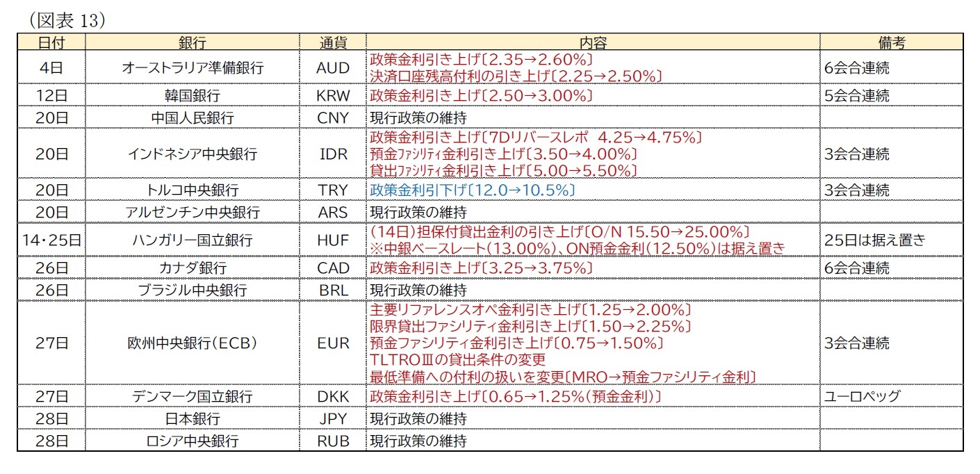 （図表13）主要地域の金融政策