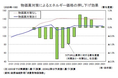 物価高対策によるエネルギー価格の押し下げ効果