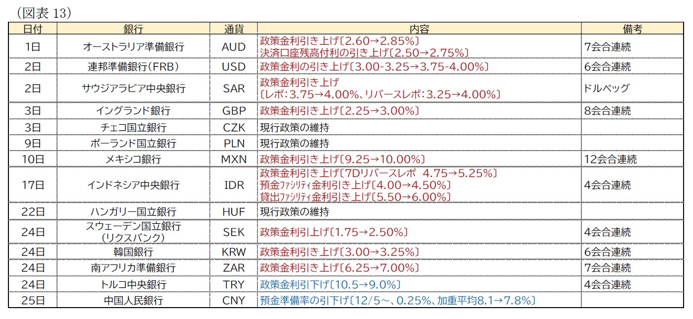 （図表13）、主要地域の金融政策