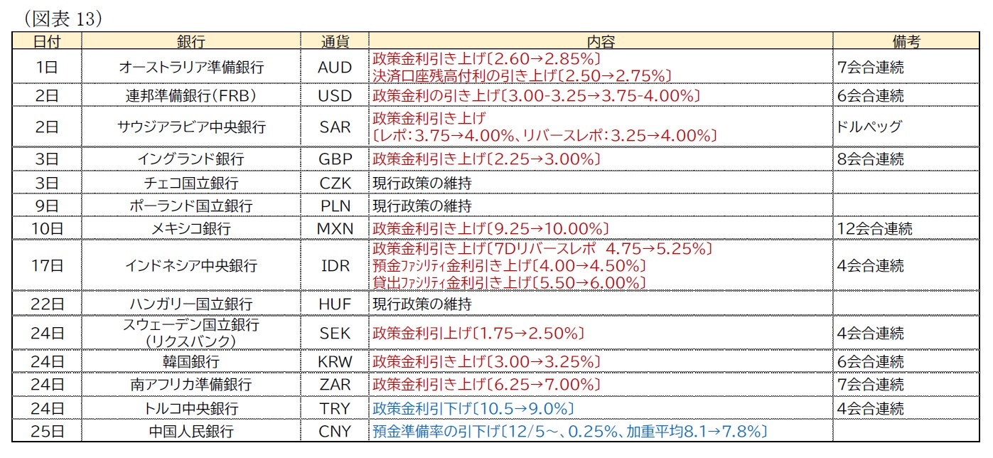 （図表13）、主要地域の金融政策