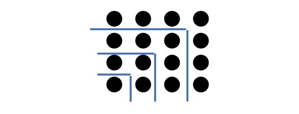 n番目の四角数は、１からn番目の奇数までの総和で、n2　になる