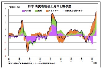 日本消費者物価上昇率と寄与度