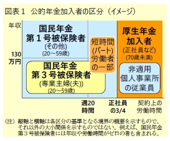 図表１ 公的年金加入者の区分（イメージ）