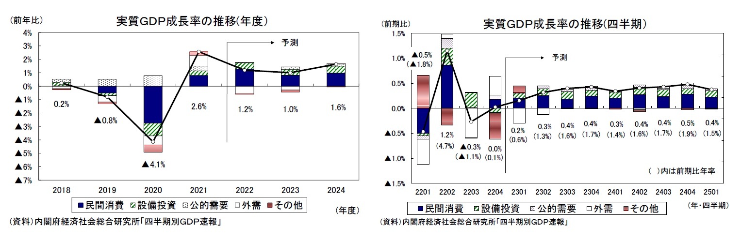 実質GDP成長率の推移(年度)/実質GDP成長率の推移(四半期)