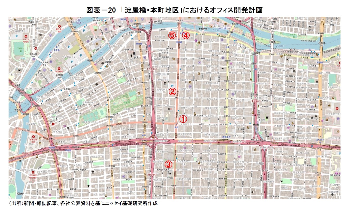 図表－20　「淀屋橋・本町地区」におけるオフィス開発計画