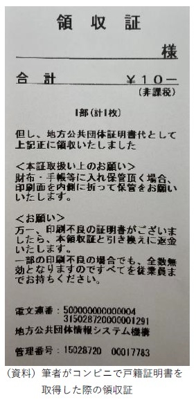 コンビニの領収証