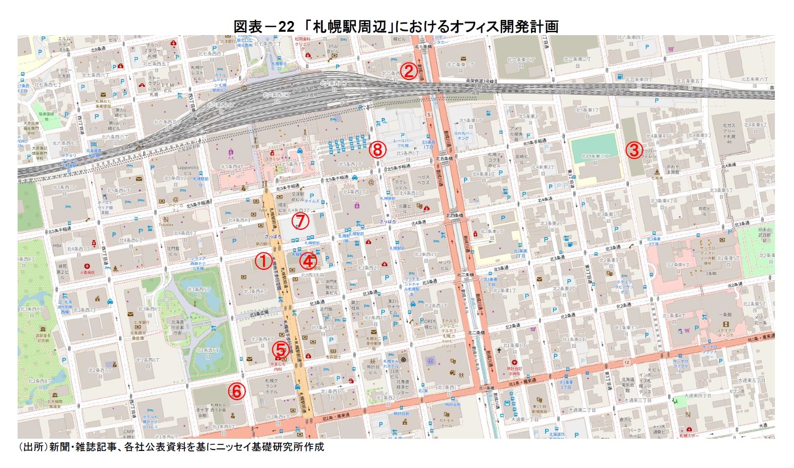 図表－22　「札幌駅周辺」におけるオフィス開発計画