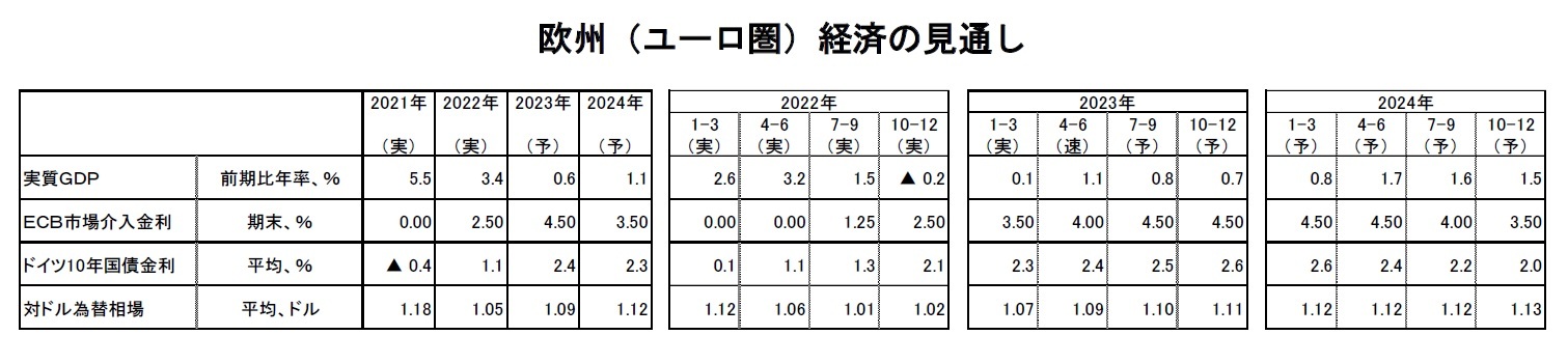 欧州（ユーロ圏）経済の見通し