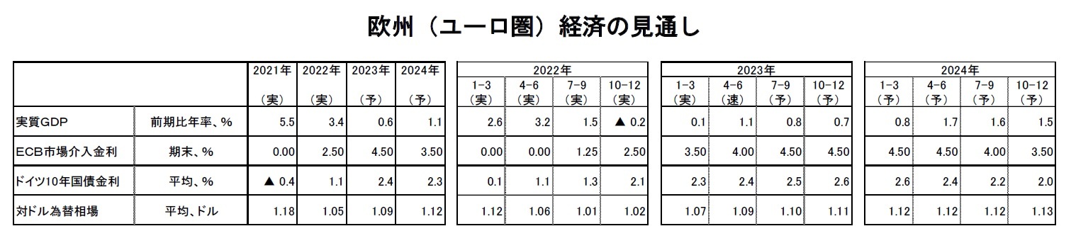 欧州（ユーロ圏）経済の見通し