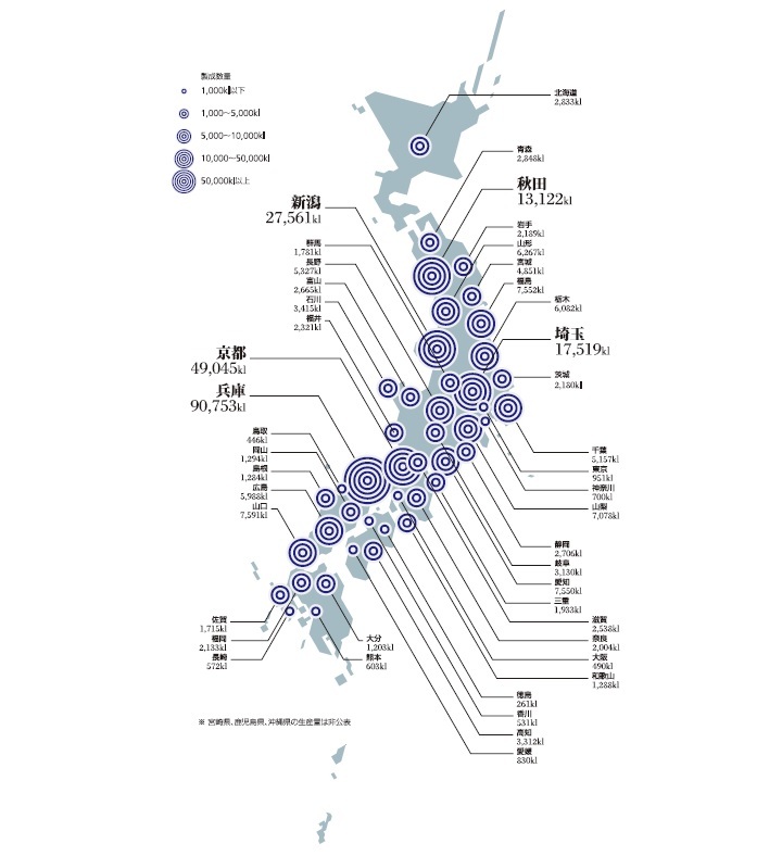 Infocalendar －日本酒の都道府県別製成数量[10月１日は日本酒の日]