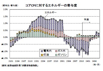 コアCPIに対するエネルギーの寄与度