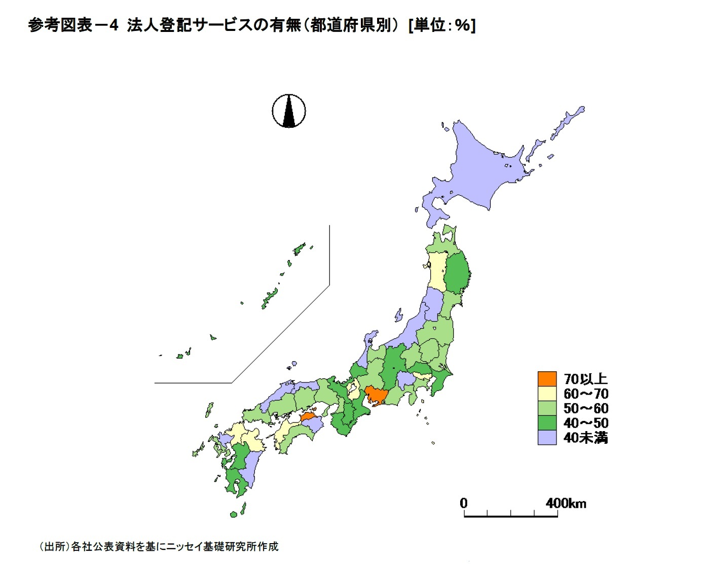 参考図表－4 法人登記サービスの有無（都道府県別） [単位：％]