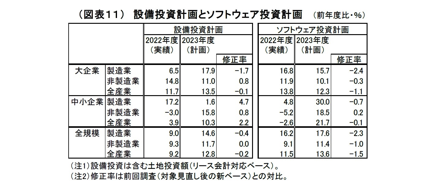 （図表11）設備投資計画とソフトウェア投資計画