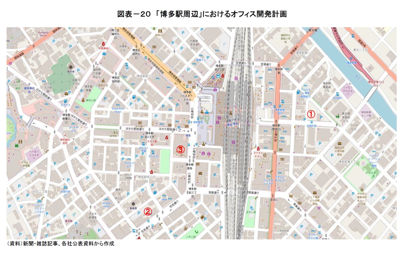 図表－２０　「博多駅周辺」におけるオフィス開発計画