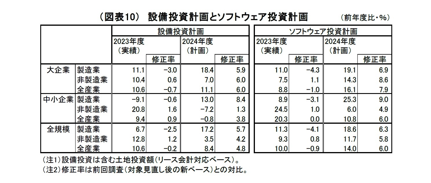 （図表10）設備投資計画とソフトウェア投資計画
