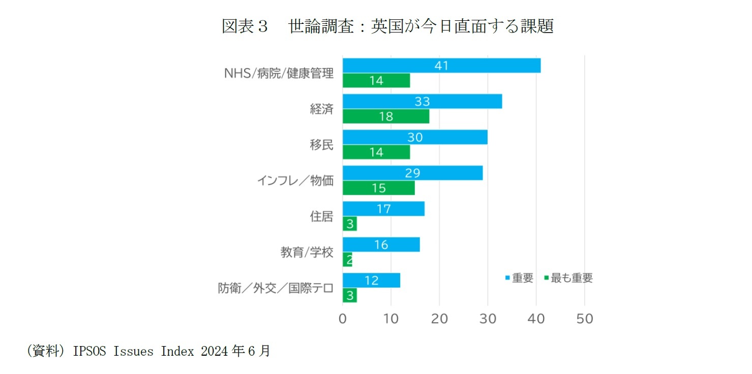 図表３　世論調査：英国が今日直面する課題