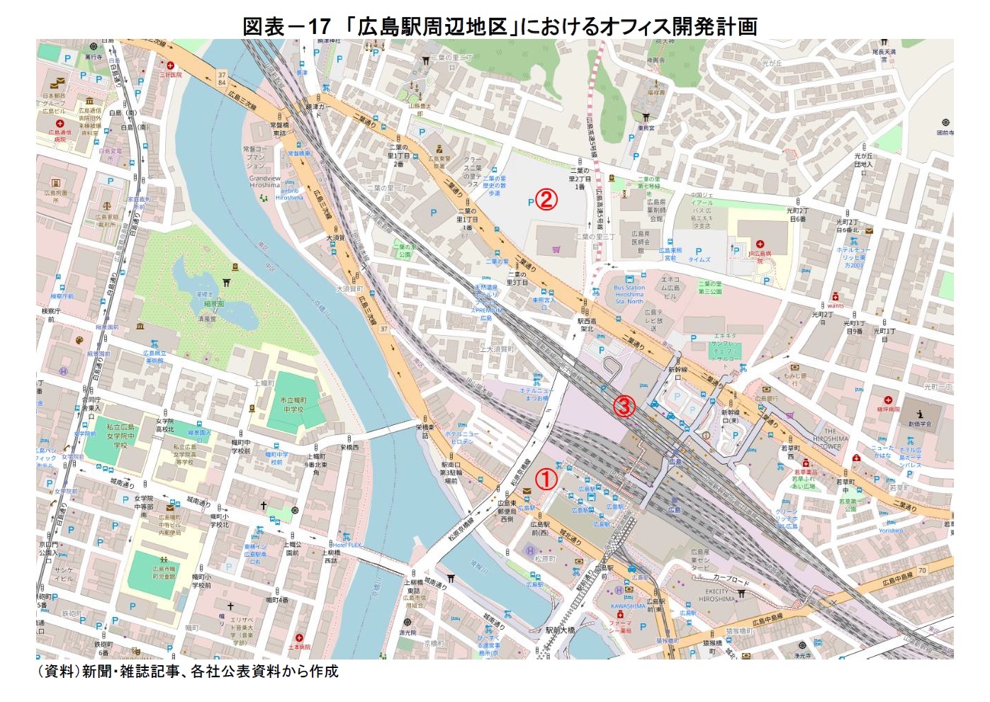 図表-17 「広島駅周辺地区」におけるオフィス開発計画