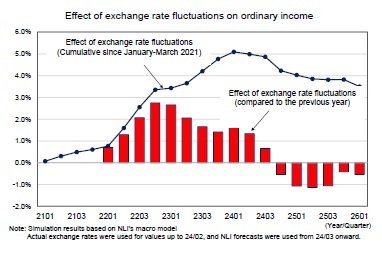 Effect of exchange rate fluctuations on ordinary income